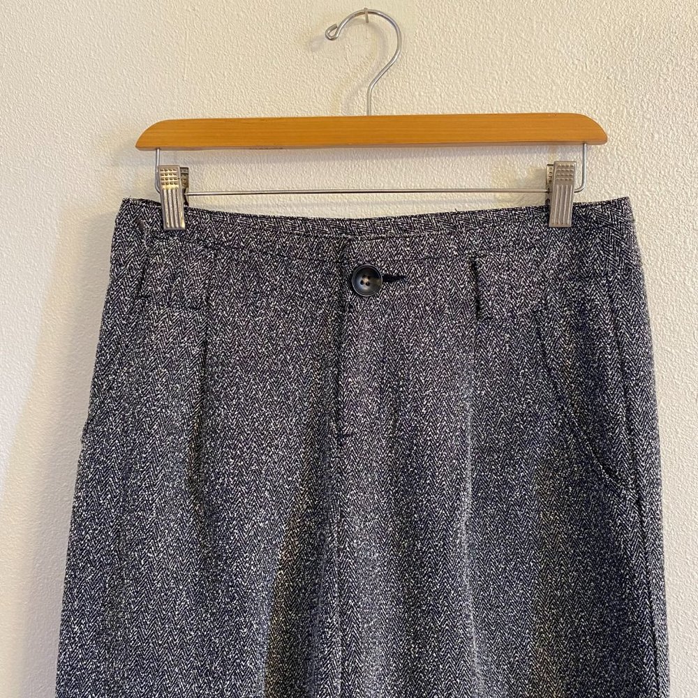 Free People Super Wide Leg Black and White Tweed Herringbone Pants Size 2